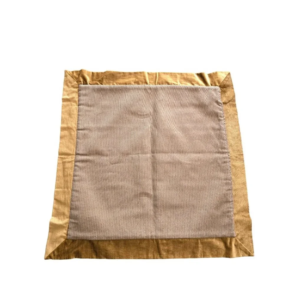 Thomasville Luxrury Pillow Cover Gold & Beige Striped‎ Velvet Edged 25x25